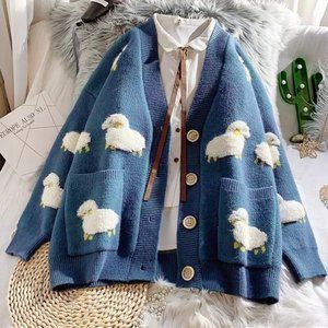 Counting Sheep V-Neck Knit Cardigan